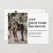 シンプルモダンタイポグラフィ客室写真の移動 案内ポストカード (正面/裏面)