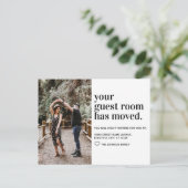 シンプルモダンタイポグラフィ客室写真の移動 案内ポストカード (スタンド正面)