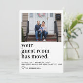 シンプルモダンタイポグラフィ客室写真の移動 案内状 (スタンド正面)