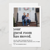 シンプルモダンタイポグラフィ客室写真の移動 案内状 (正面/裏面)