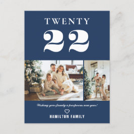 シンプルモダンタイポグラフィ新年の写真2枚 ポストカード