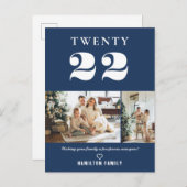 シンプルモダンタイポグラフィ新年の写真2枚 ポストカード (正面/裏面)