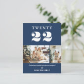 シンプルモダンタイポグラフィ新年の写真2枚 ポストカード (スタンド正面)