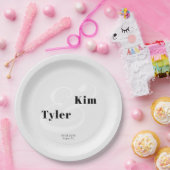 シンプルモダンタイポグラフィ新郎新婦結婚の ペーパープレート (パーティー)