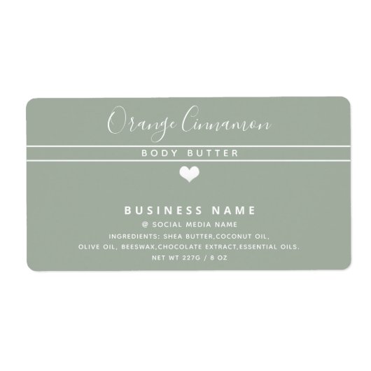 シンプルモダンタイポグラフィ白ハート ラベル (正面)