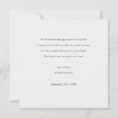 シンプルモダンタイポグラフィ結婚写真 サンキューカード (裏面)