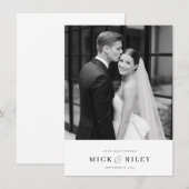 シンプルモダンタイポグラフィ結婚写真 サンキューカード (正面/裏面)