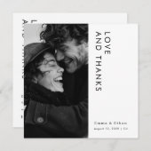 シンプルモダンタイポグラフィ結婚写真 サンキューカード (正面/裏面)