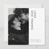 シンプルモダンタイポグラフィ結婚写真 サンキューカード (正面)