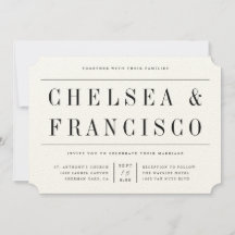 シンプルモダンタイポグラフィ結婚式招待状