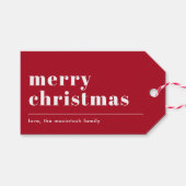 シンプルモダンタイポグラフィ赤 ギフトタグ (正面(横))