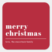 シンプルモダンタイポグラフィ赤 スクエアシール (正面)