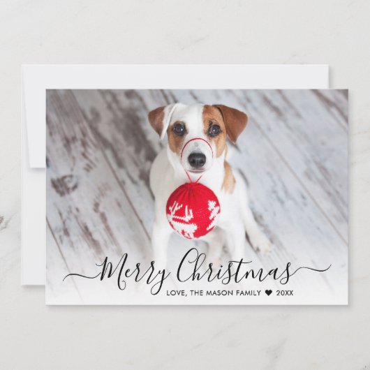 シンプルモダンタイポグラフィ2写真クリスマス シーズンカード (正面)