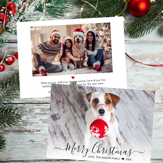 シンプルモダンタイポグラフィ2写真クリスマス シーズンカード