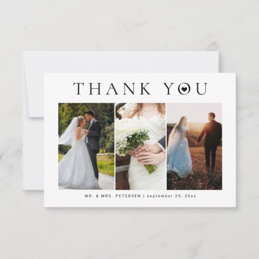 シンプルモダンタイポグラフィ3結婚枚 サンキューカード (正面)