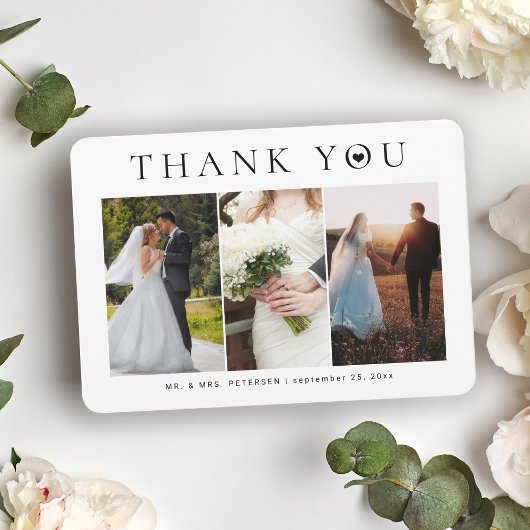 シンプルモダンタイポグラフィ3結婚枚 サンキューカード