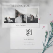 シンプルモダンタイポグラフィ3結婚枚 サンキューカード