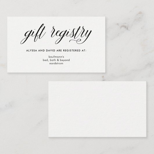 シンプルモダンタイポグラフィ | ギフトレジストリの挿入 エンクロージャーカード (正面/裏面)