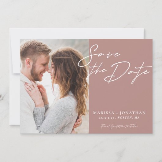 シンプルモダンタイポグラフィ セーブザデート (正面)