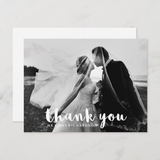 シンプルモダンタイポグラフィ | 結婚の写真 ポストカード (正面/裏面)