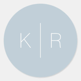 シンプルモダンダスティブルーモノグラム結婚ズ ラウンドシール