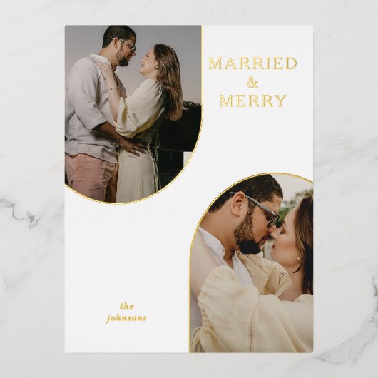 シンプルモダンダブルアーチ2枚 箔シーズンポストカード (正面)