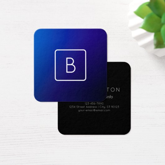 シンプルモダンダークブルーグラデーショングラディエント&モノグラム (デスク)