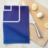 シンプルモダンダークブルーグラデーショングラディエント&モノグラム キッチンタオル (四つ折り)