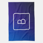 シンプルモダンダークブルーグラデーショングラディエント&モノグラム キッチンタオル (縦)