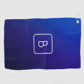 シンプルモダンダークブルーグラデーショングラディエント&モノグラム ゴルフタオル (横)