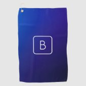 シンプルモダンダークブルーグラデーショングラディエント&モノグラム ゴルフタオル (正面)