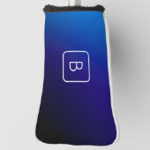 シンプルモダンダークブルーグラデーショングラディエント&モノグラム ゴルフヘッドカバー (回転90)