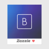 シンプルモダンダークブルーグラデーショングラディエント&モノグラム シール (シート)