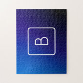 シンプルモダンダークブルーグラデーショングラディエント&モノグラム ジグソーパズル (縦)