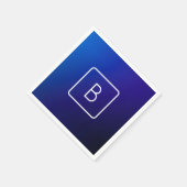 シンプルモダンダークブルーグラデーショングラディエント&モノグラム スタンダードカクテルナプキン (角)