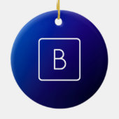 シンプルモダンダークブルーグラデーショングラディエント&モノグラム セラミックオーナメント (裏面)