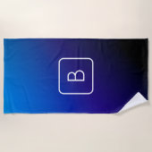 シンプルモダンダークブルーグラデーショングラディエント&モノグラム ビーチタオル (正面)