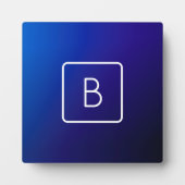 シンプルモダンダークブルーグラデーショングラディエント&モノグラム フォトプラーク (正面)