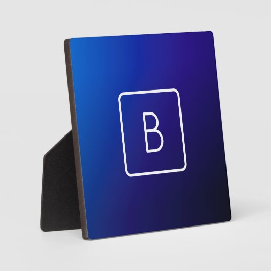 シンプルモダンダークブルーグラデーショングラディエント&モノグラム フォトプラーク (正面)