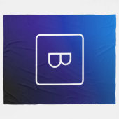 シンプルモダンダークブルーグラデーショングラディエント&モノグラム フリースブランケット (正面(横))