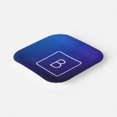 シンプルモダンダークブルーグラデーショングラディエント&モノグラム ペーパープレート (傾斜あり)