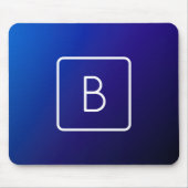 シンプルモダンダークブルーグラデーショングラディエント&モノグラム マウスパッド (正面)