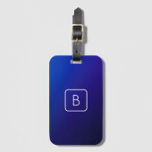 シンプルモダンダークブルーグラデーショングラディエント&モノグラム ラゲッジタグ (正面縦)
