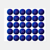 シンプルモダンダークブルーグラデーショングラディエント&モノグラム ラベル (シート)