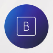 シンプルモダンダークブルーグラデーショングラディエント&モノグラム ラベル (デザイン2)