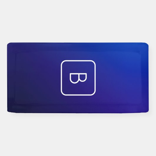 シンプルモダンダークブルーグラデーショングラディエント&モノグラム 横断幕 (横)