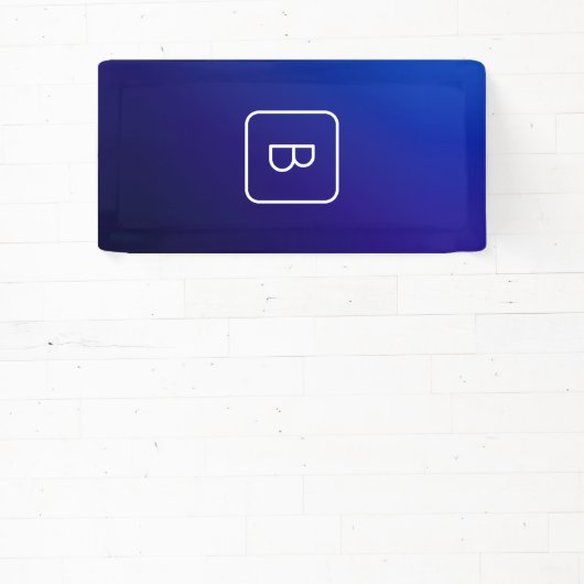 シンプルモダンダークブルーグラデーショングラディエント&モノグラム 横断幕 (インサイチュ)