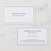 シンプルモダンティンブルー縁どオンホワイト 名刺 (正面/裏面)