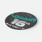 シンプルモダンティール(緑がかった色)とブラック10代のボーイ誕生日 ペーパープレート (アングル)