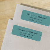 シンプルモダンティール(緑がかった色)差出人住所ラベル ラベル